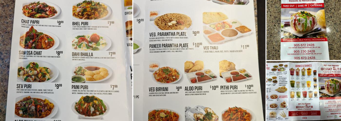 Chat Hut Sweets & Restaurant Menu