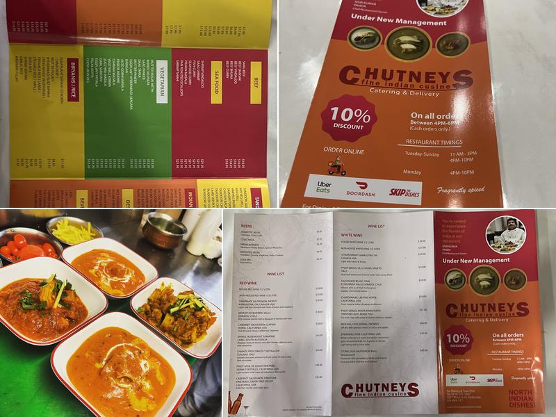 Chutneys Menu
