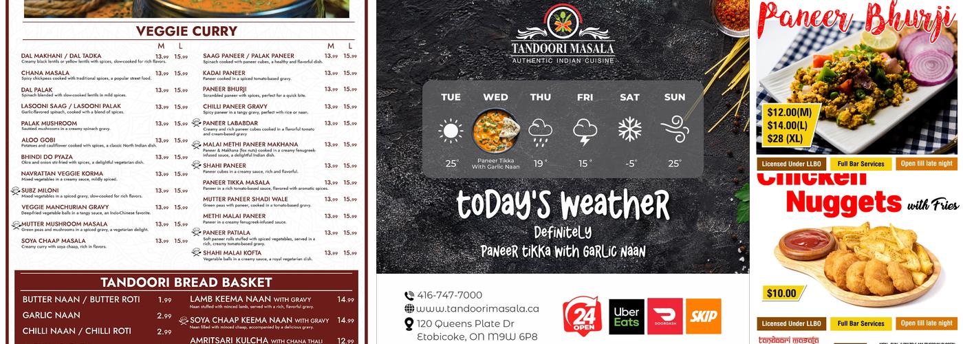 Tandoori Masala Menu