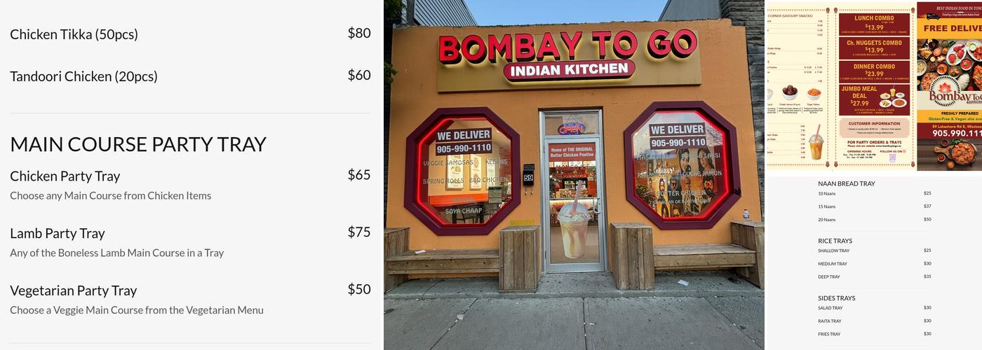 Bombay To Go Menu