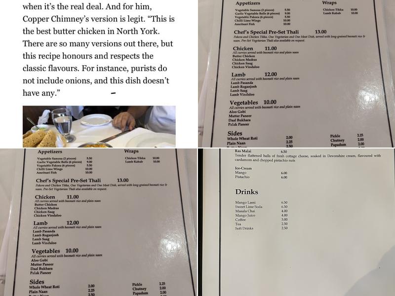 The Copper Chimney Menu