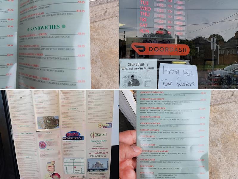 Mahal Restaurant - Pakistan/Indian Food Hamilton Menu