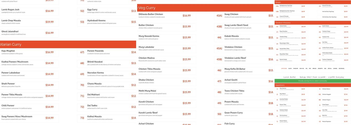 Chauhan's Fine Indian Cuisine & Banquet Buffet Dining Menu