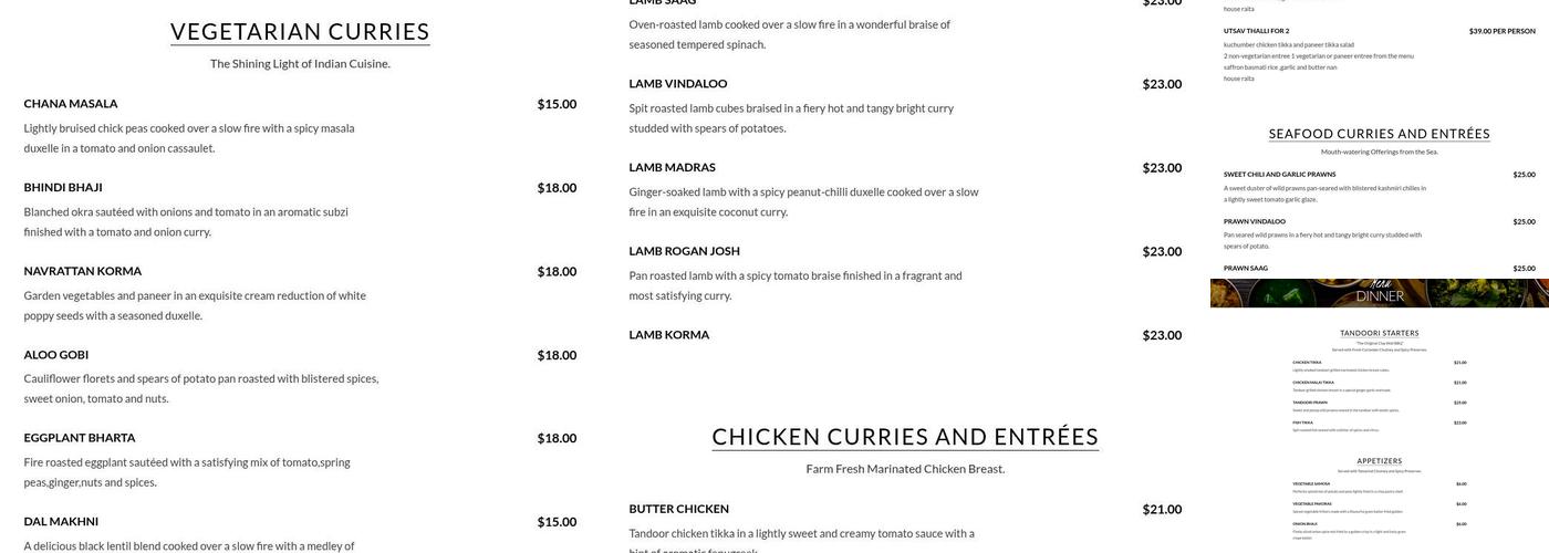 Utsav Restaurant Menu