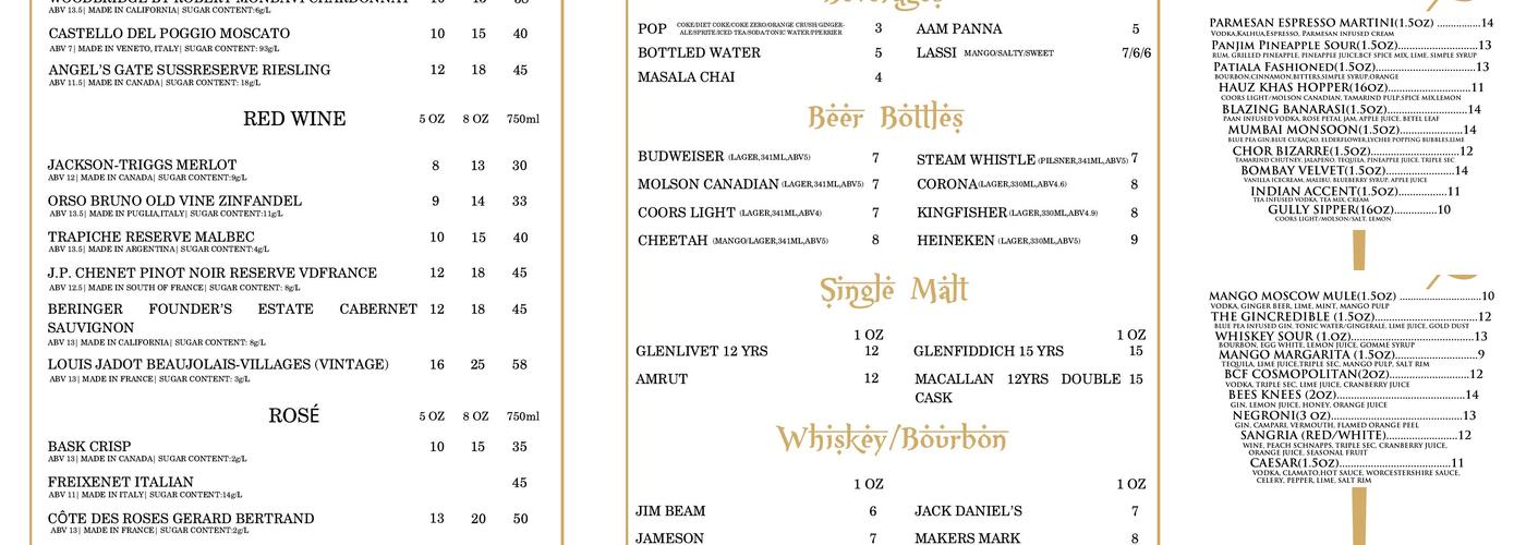 Butter Chicken Factory Menu