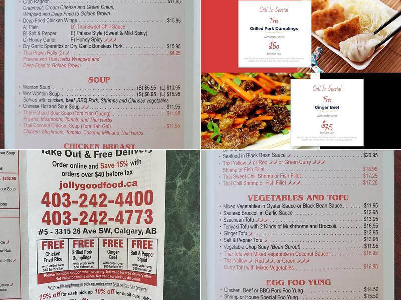 Jolly Good Chinese and Thai Food Menu