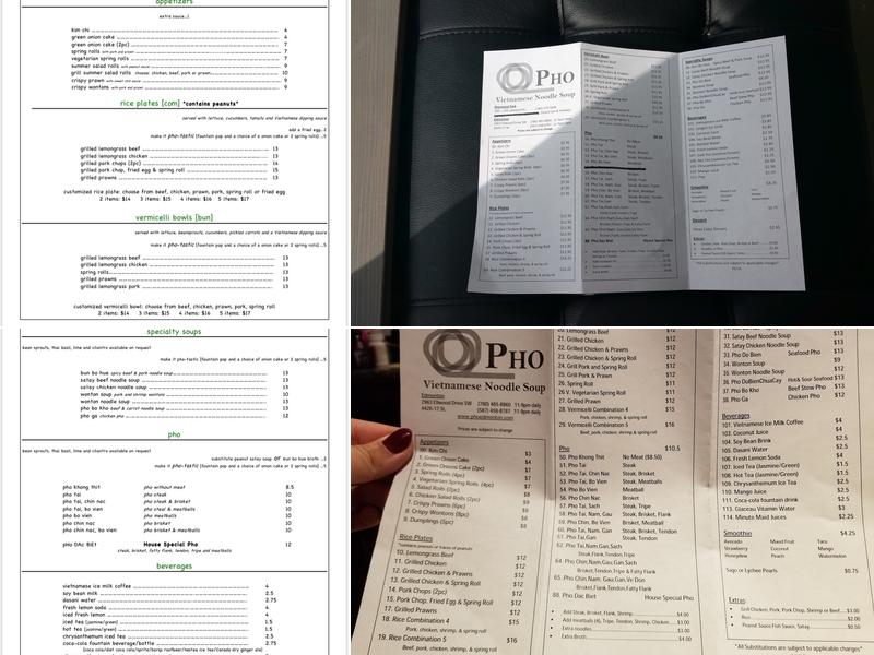 Pho Menu