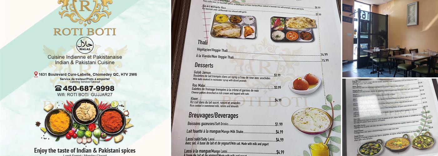 Roti Boti (Laval) Menu