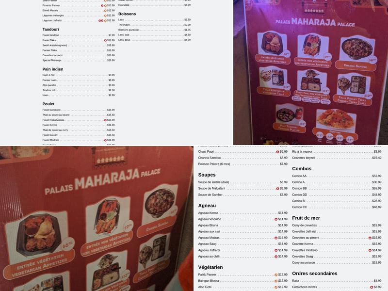 Palais Maharaja 2 Menu