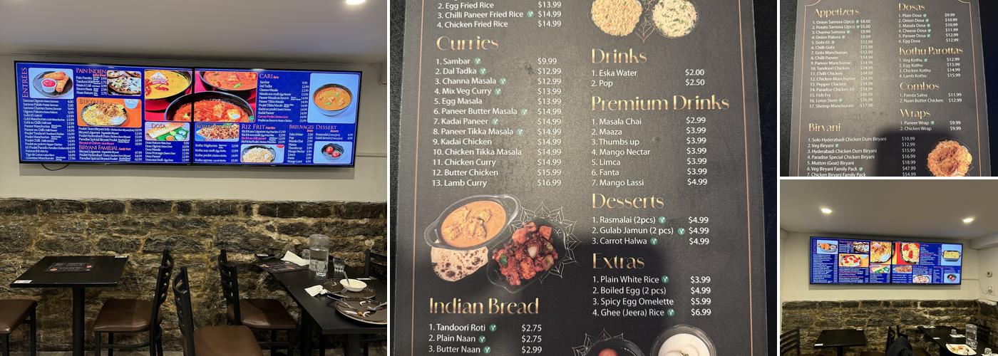 Paradise Biryani Pointe - Montreal (Halal) Menu