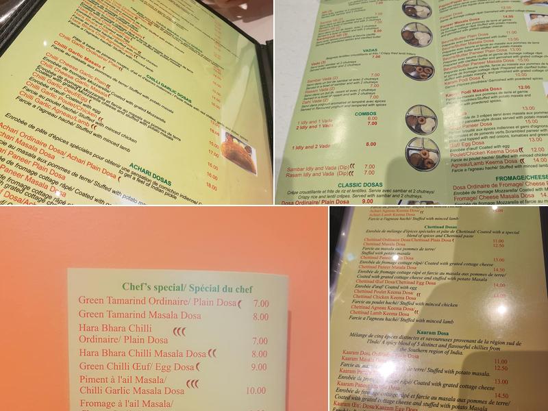 Dosa Pointe Menu