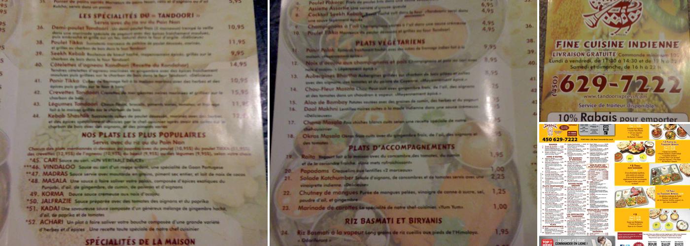 Tandoori Xpress Menu