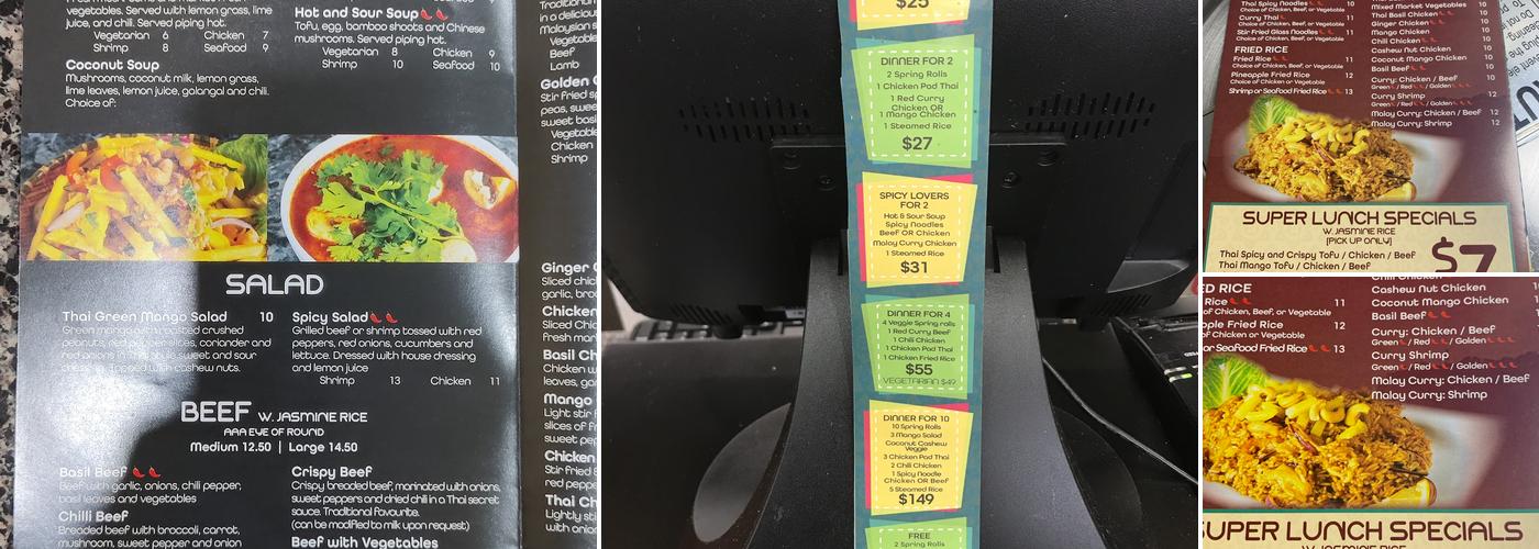 Thai flavour Menu