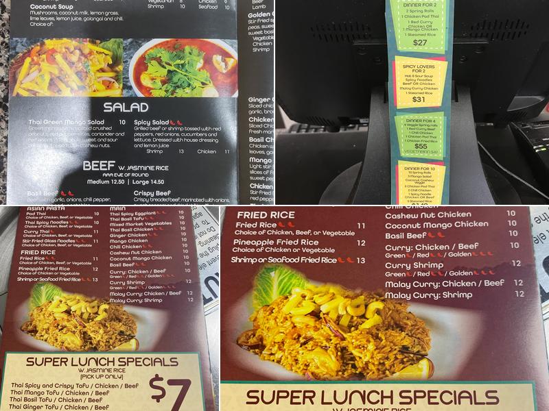 Thai flavour Menu
