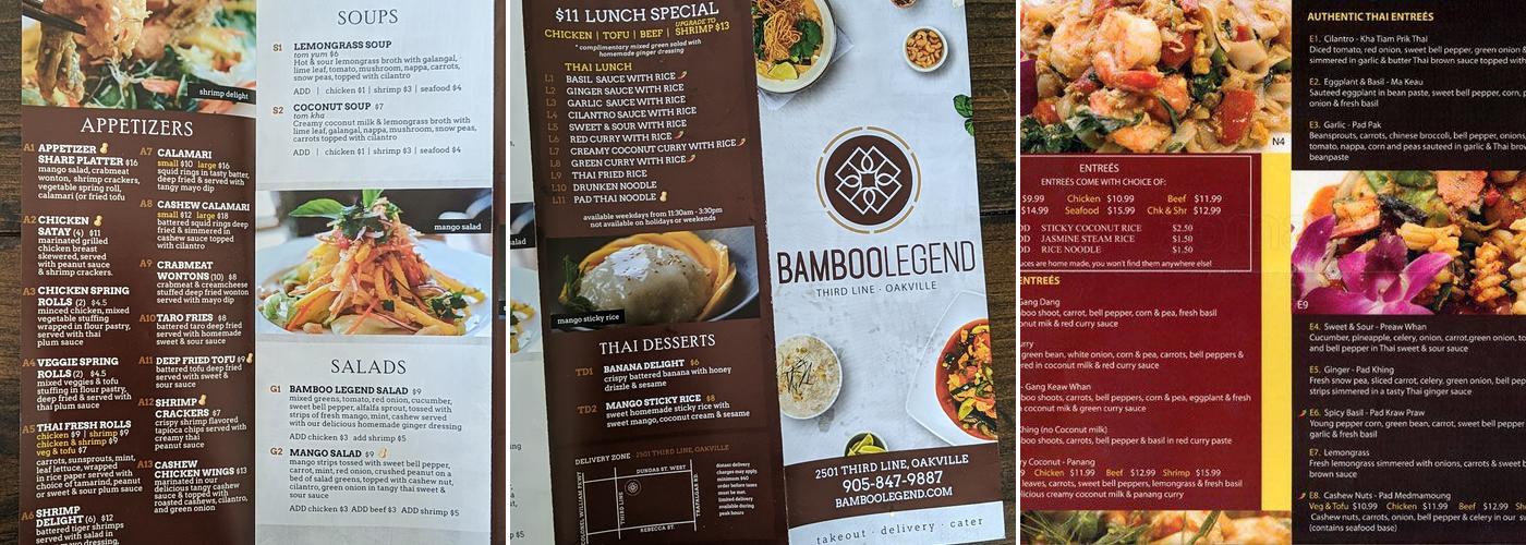 Bamboo Legend Menu