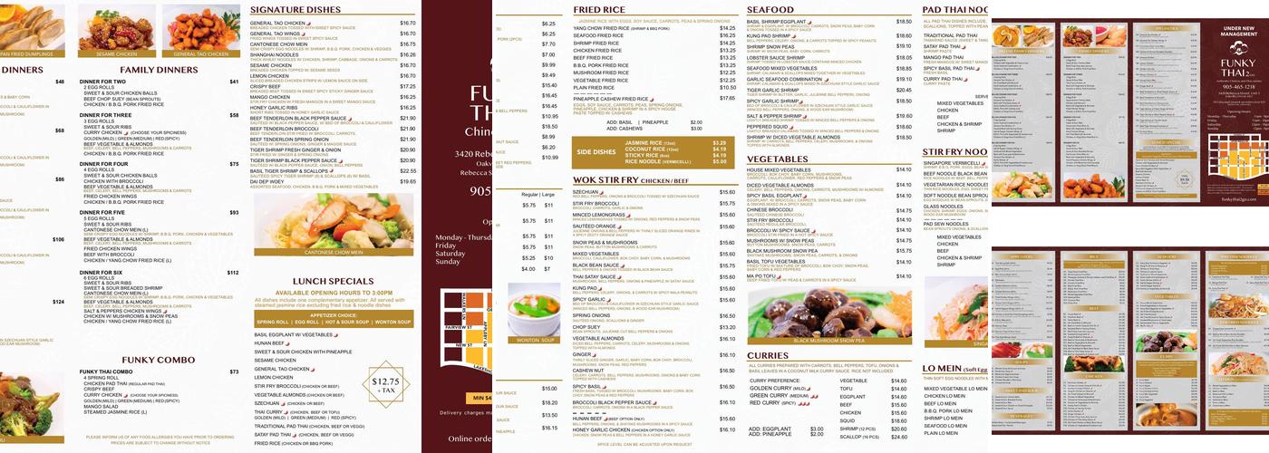 Funky Thai 2 Go Menu