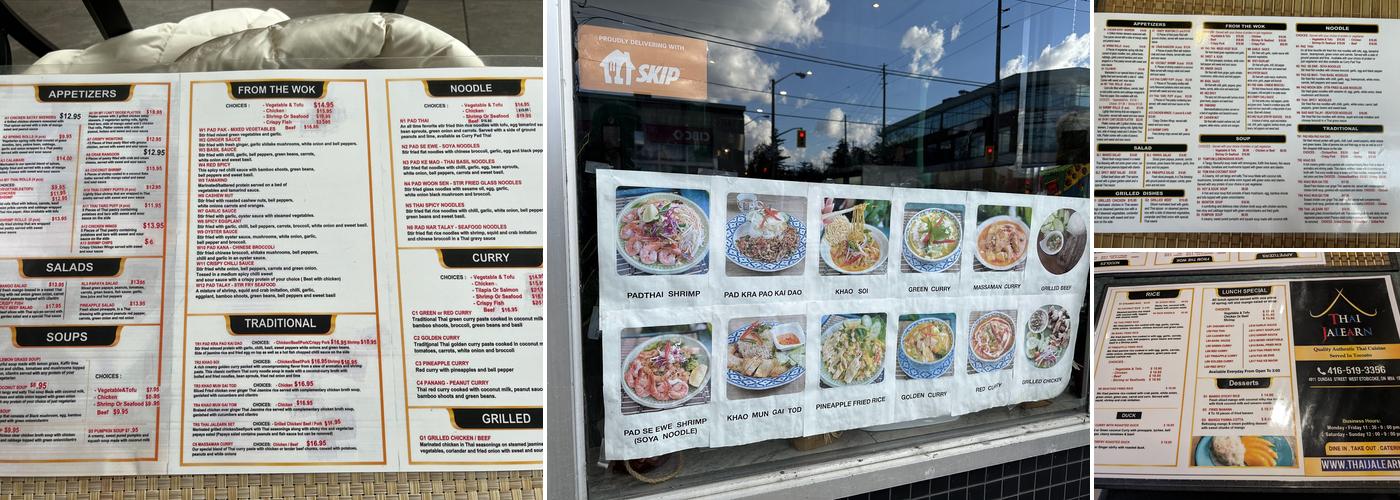 Thai Jalearn Dundas Menu