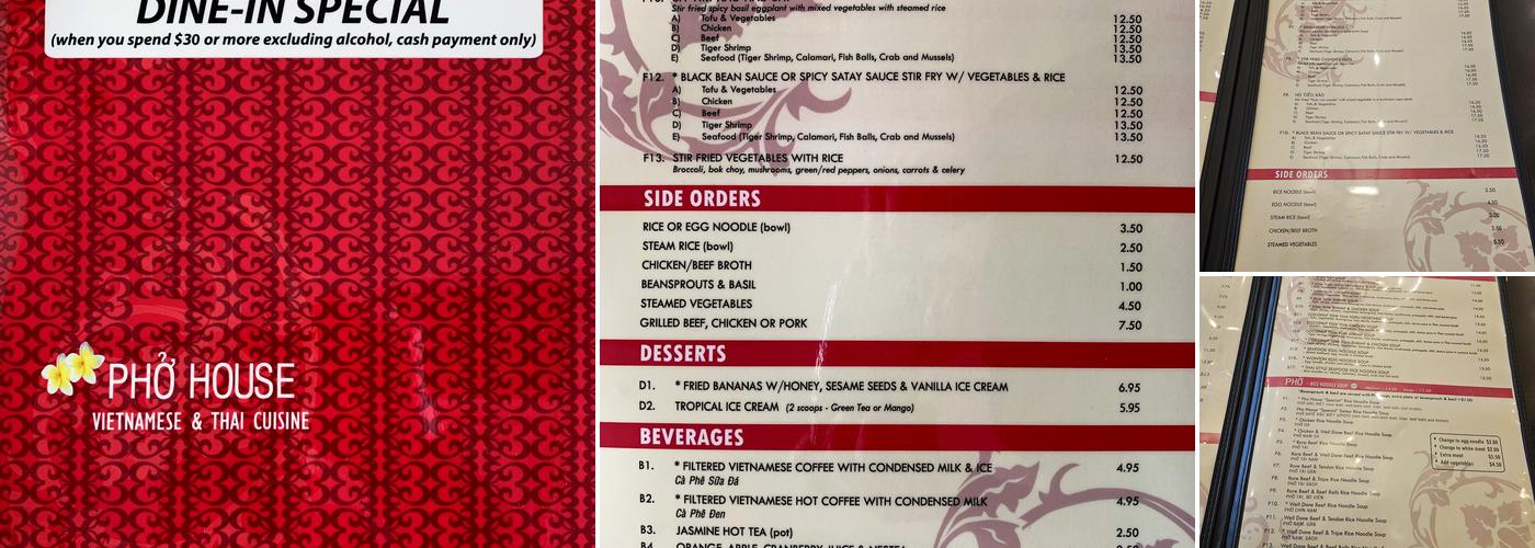 Pho House Menu