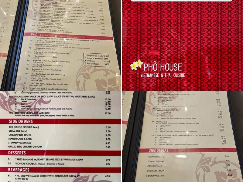 Pho House Menu