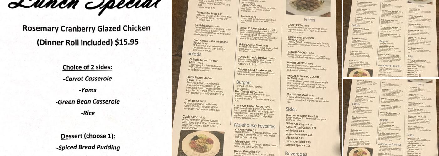 Warehouse 9 Menu