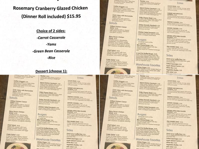 Warehouse 9 Menu