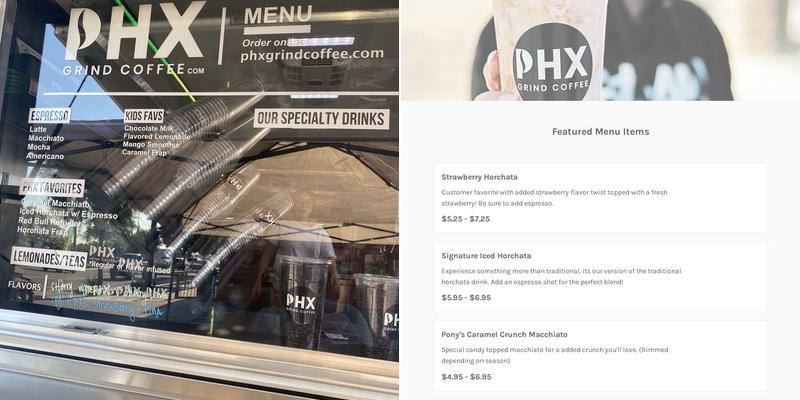 PHX Grind Coffee Menu