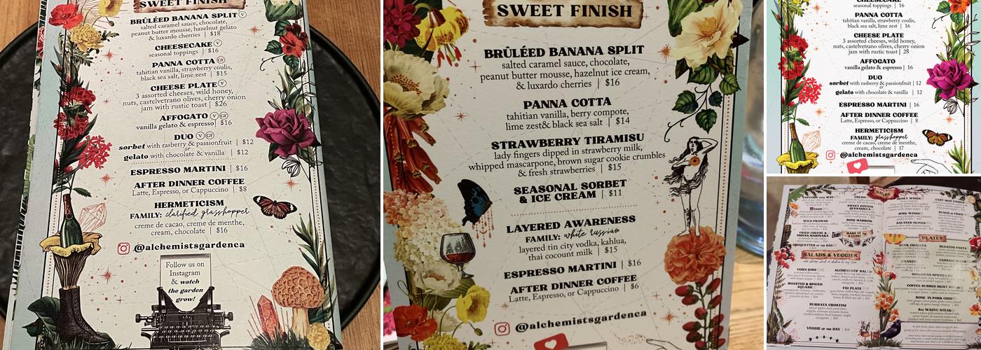 The Alchemists' Garden Menu