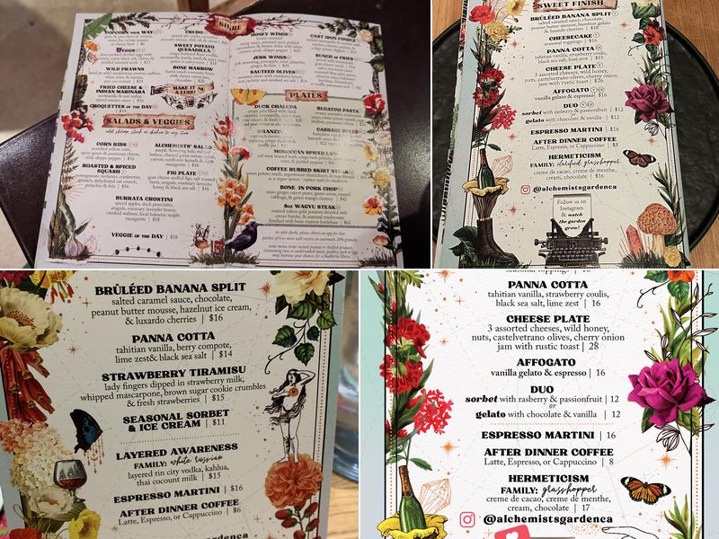 The Alchemists' Garden Menu