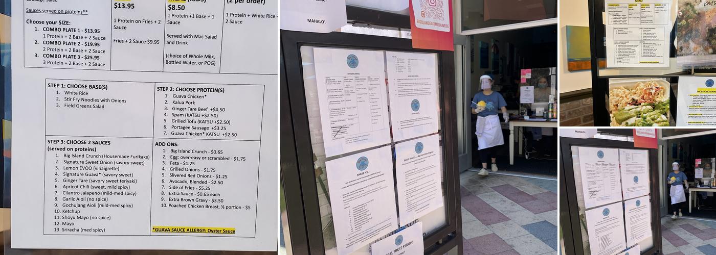 Big Island Eats and Shave Ice Menu