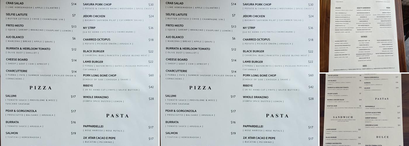 viaSELFIE FUSION KITCHEN Menu