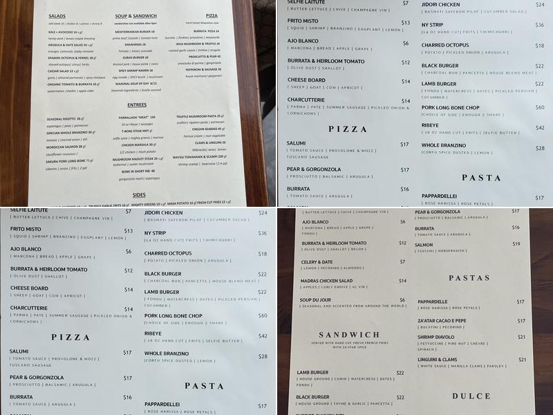 viaSELFIE FUSION KITCHEN Menu