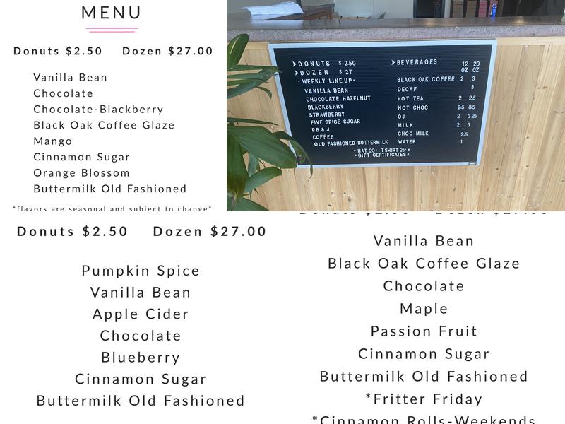 Drop In Donut Menu