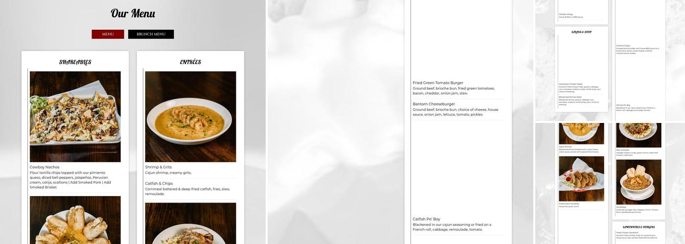 The Bantam Kitchen Menu