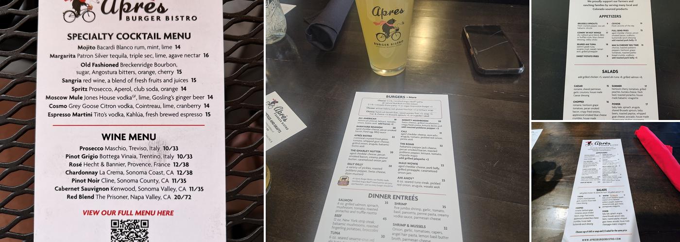 Apres Burger Bistro Menu