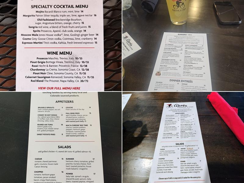 Apres Burger Bistro Menu