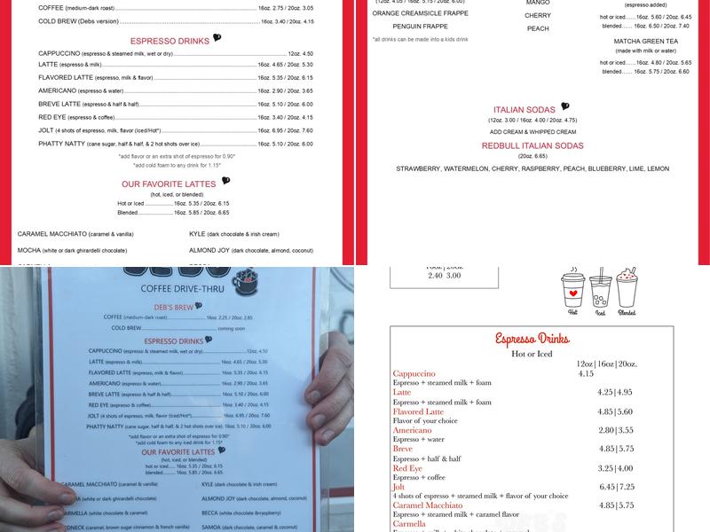 Debs Coffee Drive Thru Menu