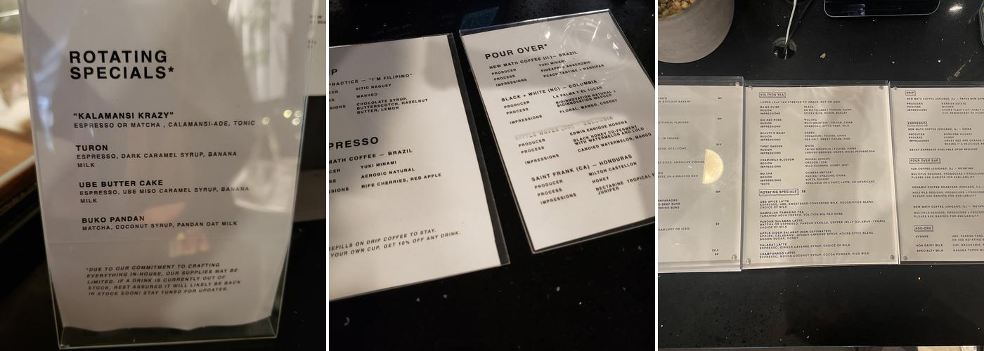 Side Practice Coffee Menu