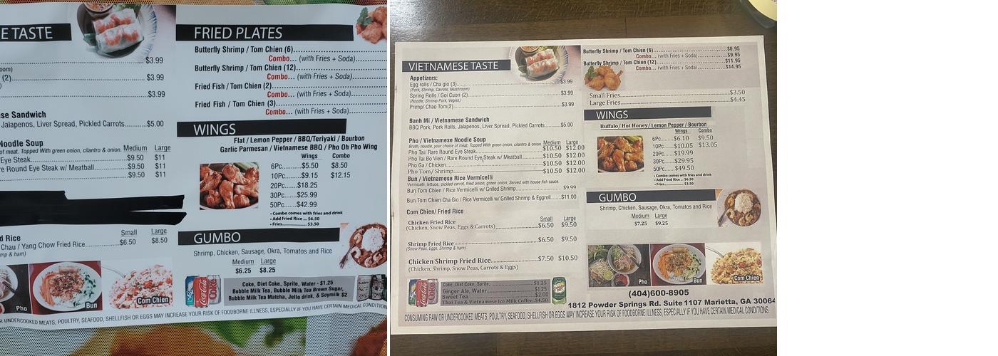 Cafe Wing Max Menu