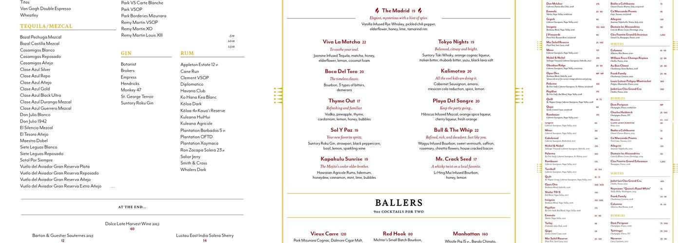 Blind Ox Menu