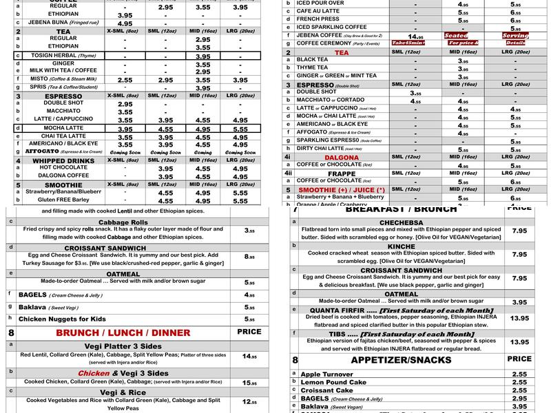 Abol Coffee & Eatery (a.k.a. Abol Cafe) Menu