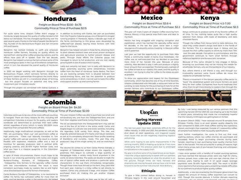 Utopian Coffee Roastery Menu