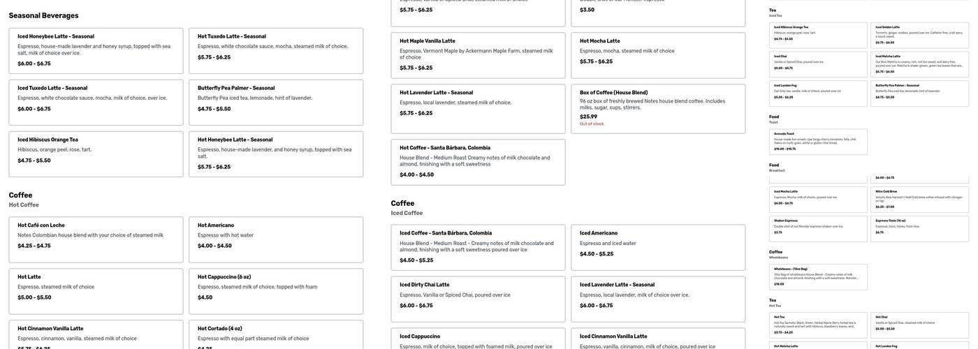 Notes Coffee Co. Menu