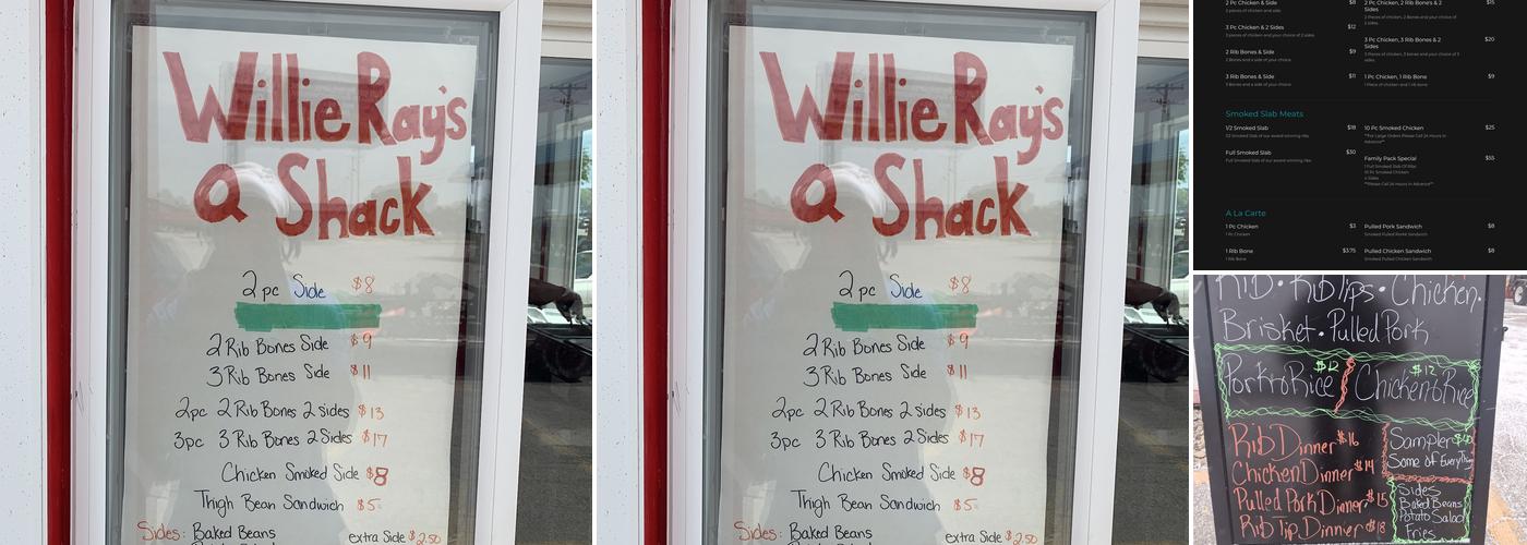 Willie Ray’s Q Shack Menu