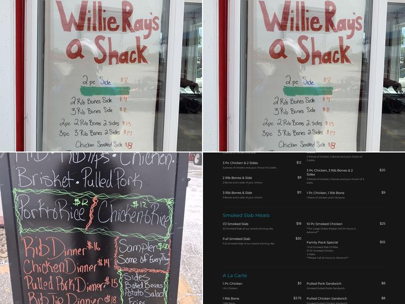 Willie Ray’s Q Shack Menu