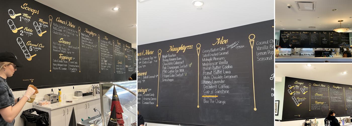 Clementine's Naughty & Nice Ice Cream Menu