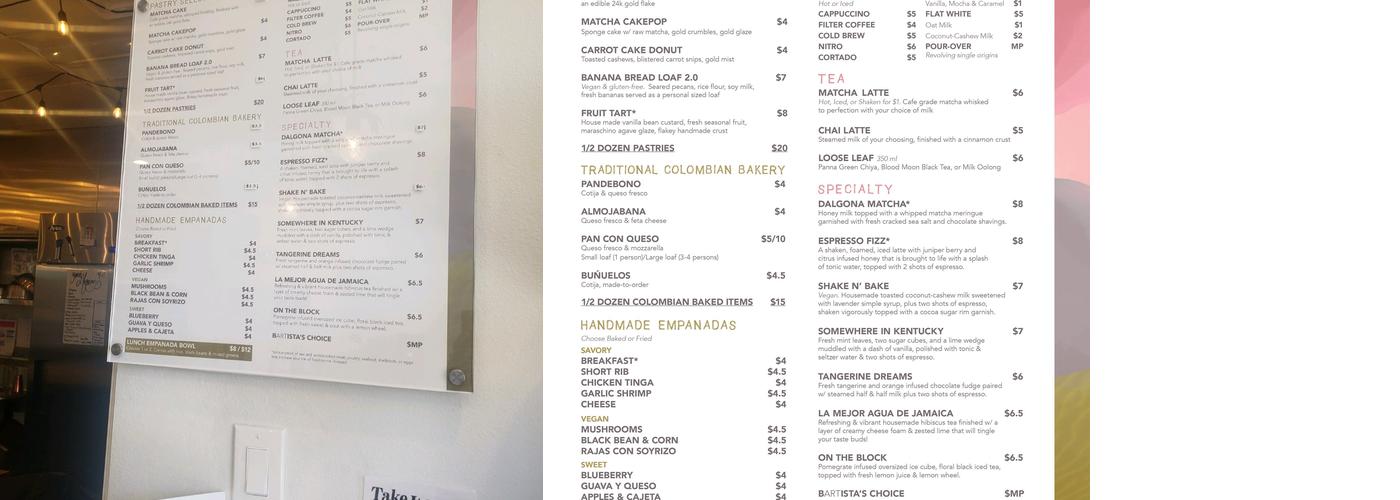 Take It Easy Roasters Menu