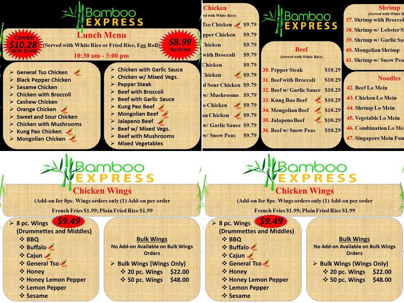 Bamboo express Menu