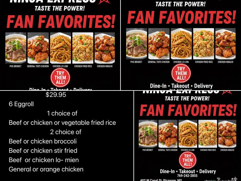 Ninja Express Menu