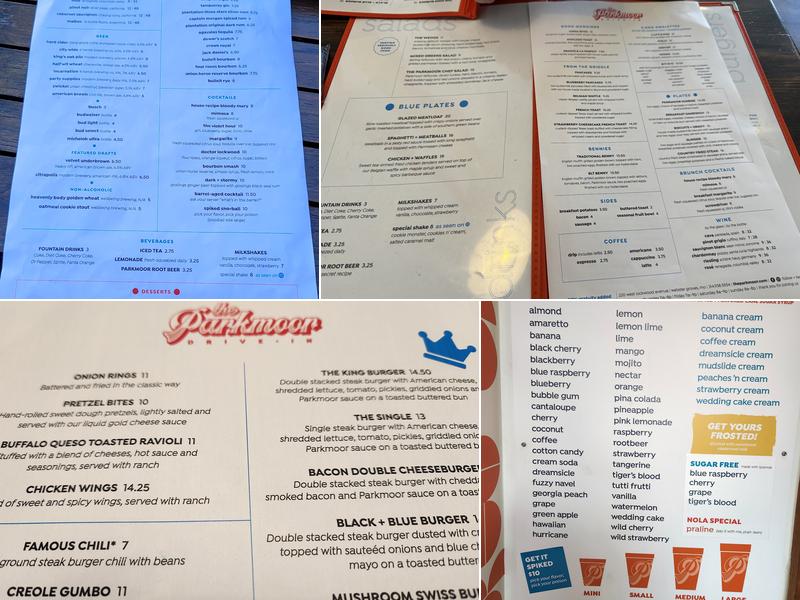 The Parkmoor Drive-In Menu