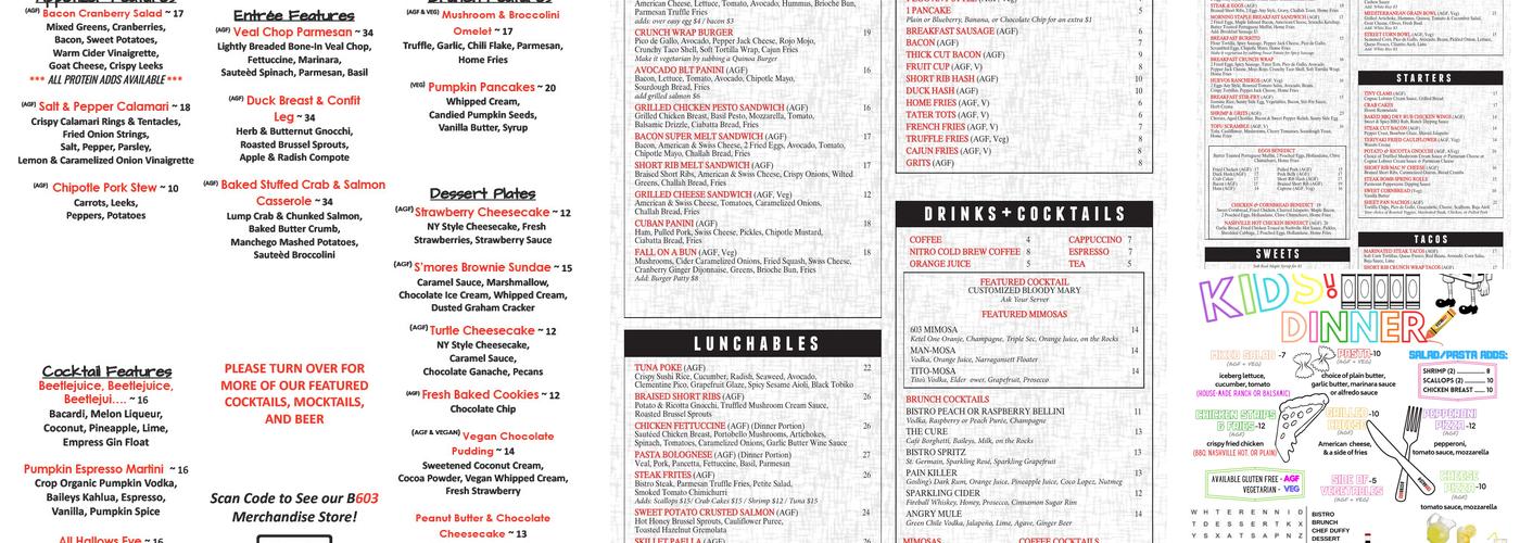 Bistro603 Menu
